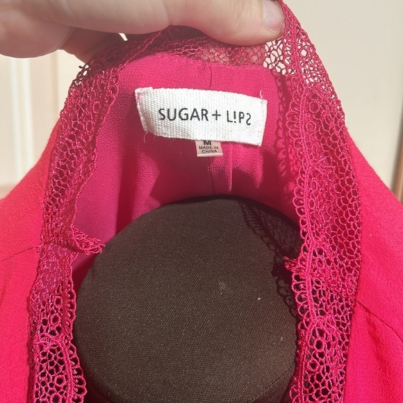 Sugar + L!ps Magenta Pink Swim Cover Up Tunic w/ Statement Sleeves Size Medium - Picture 5 of 5